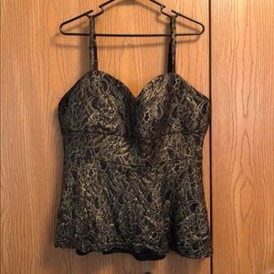 Torrid black and gold peplum top